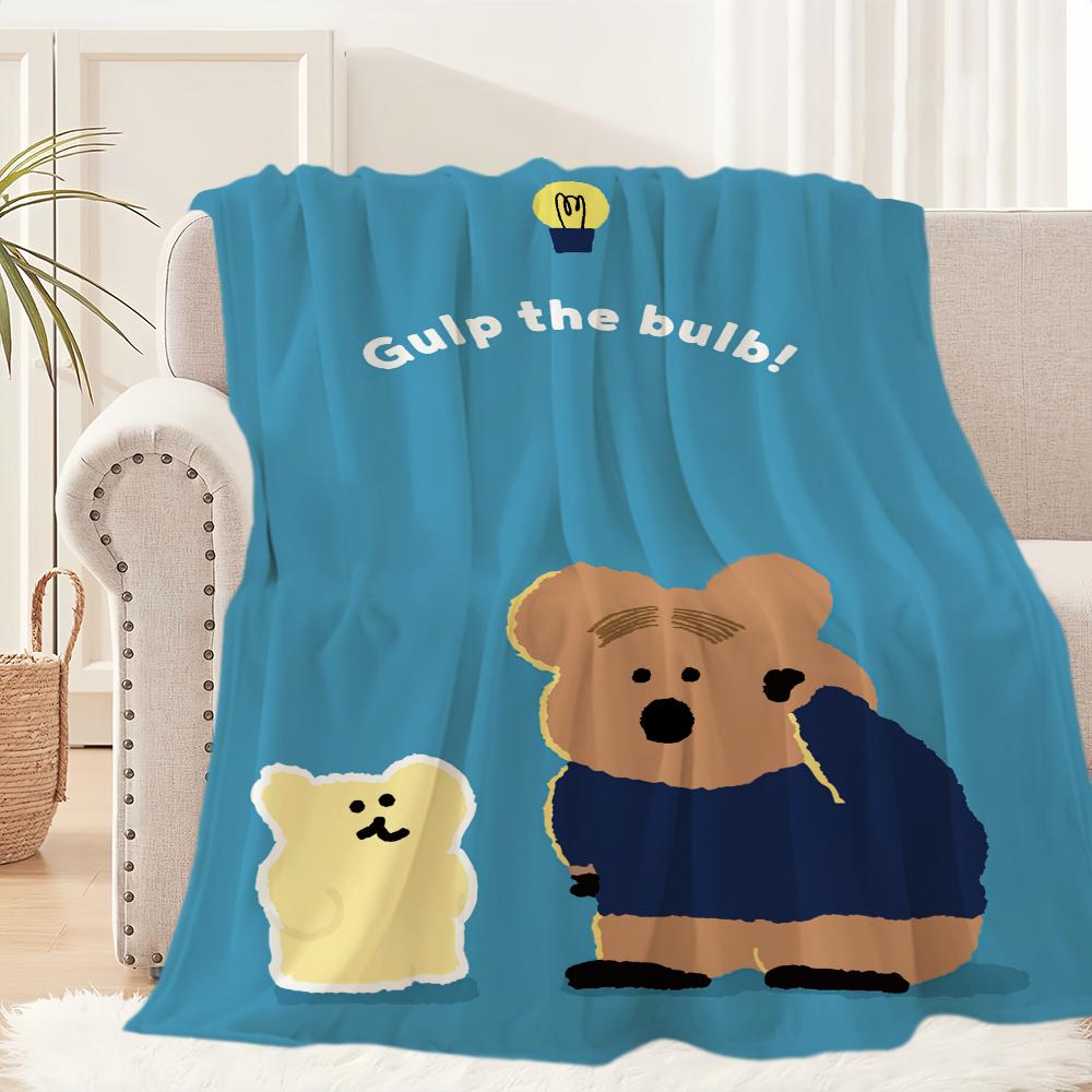 Cartoon Korea D-Dinotaeng Cute Blanket Plush Nap Sofa rug for Living Room Warm Office Bedroom Birthday Home Travel Kid Gifts 30x40in