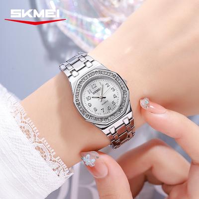 Elegante Damenuhr Diamant Wasserdicht Leuchtende Uhr Edelstahl Luxus Analog Quarzt Damenuhr