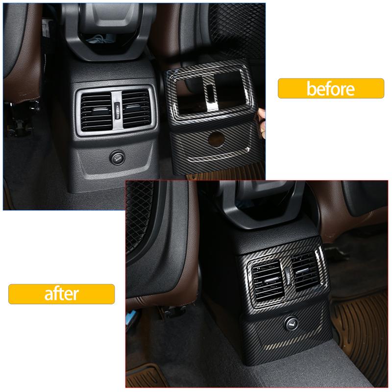 Für BMW X1 F48 X2 F47 2016-21 ABS Kohlefaser Auto Hintere Reihe Klimaanlage Luftauslass Rahmen Dekorativer Aufkleber Auto Zubehör