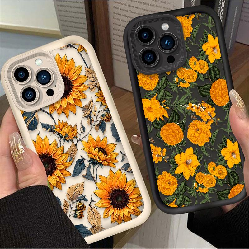 Beautiful Sunflowers Case for iPhone 17 Air 16 16E 15 14 13 12 11 Pro Max X XS X S Max XR SE 2020 SE4 7 8 Soft Silicone Cover