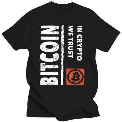 Vintage Grunge Bitcoin Retro In Crypto We Trust T-Shirt für Herren Reines Baumwoll-T-Shirt Kurze Ärmel BTC T-Shirt Kryptowährungs-T-Shirt