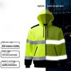 High-Visibility Reflective Hooded Jacket with Fluorescent Panels for Night Safety