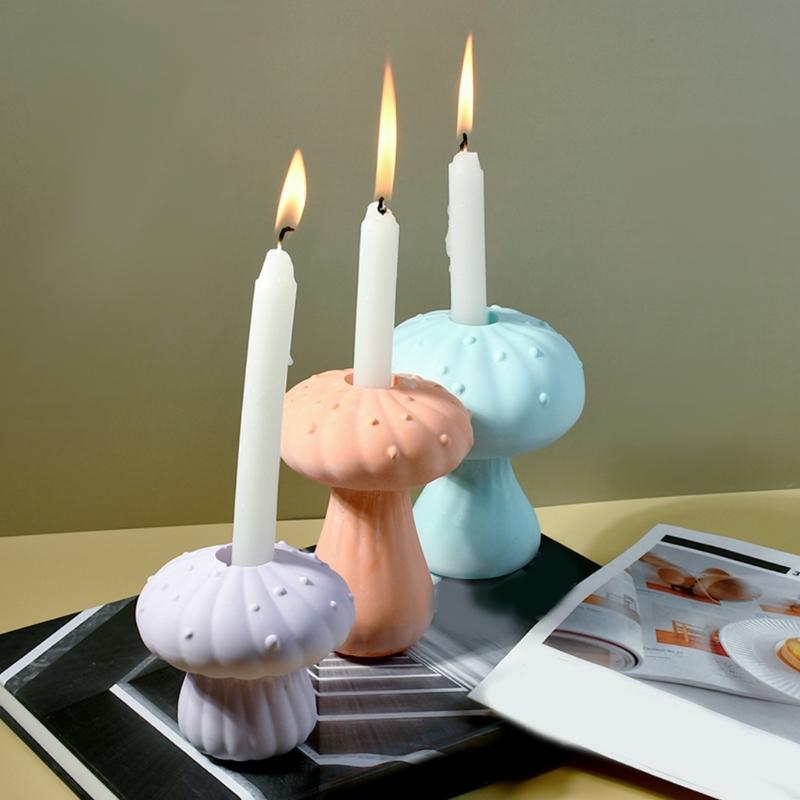 Multipurpose Sturdy Silicone Mushroom Candle Holder Mold Set Portable for Resin Plaster Craft Supplies Assorted Sizes