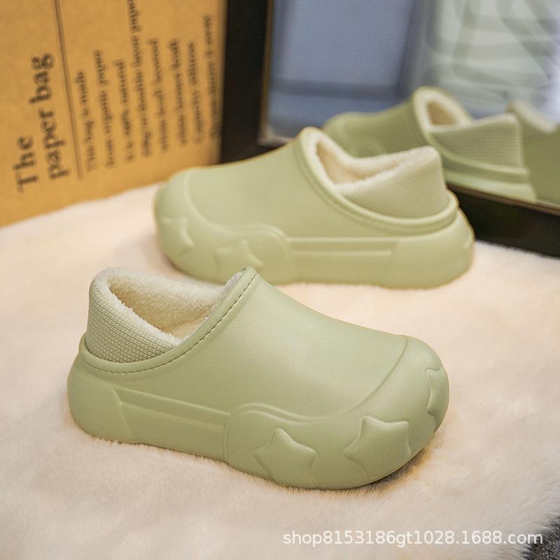 

Зима новые утолщенные и высокие парные хлопковые туфли водонепроницаемые и бархатные комнатные теплые уличные хлопковые тапочки мужская обувь 44-45 зелёный