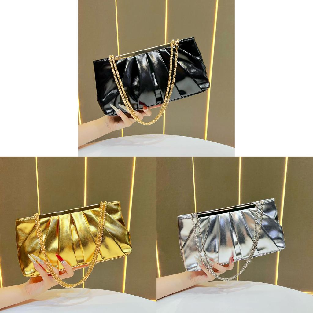 Pu Material Womens Clutch Purse With Chain Strap For Evening Dinner Party Use