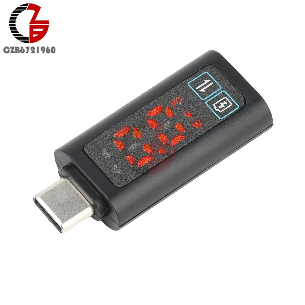 

DC 5-24V 2A Voltmeter Power Meter Digital Conversion Head PD100W Fast Charging Adapter USB Type-C Connector Data Transafer