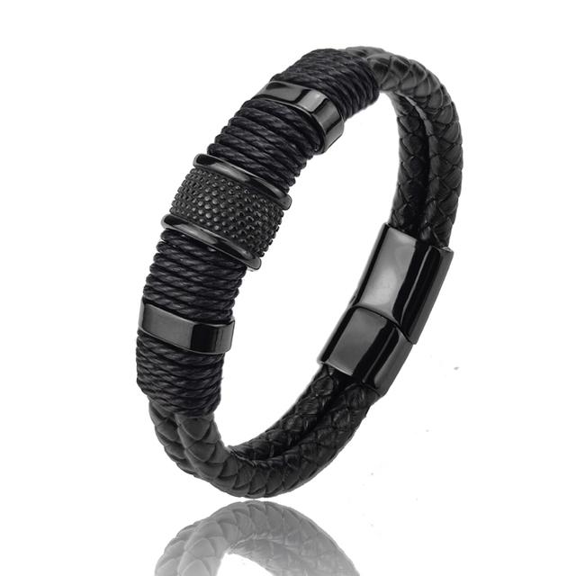 Bracciale Uomo intrecciato in Corda Blu con Inserti in Acciaio – 601BMD