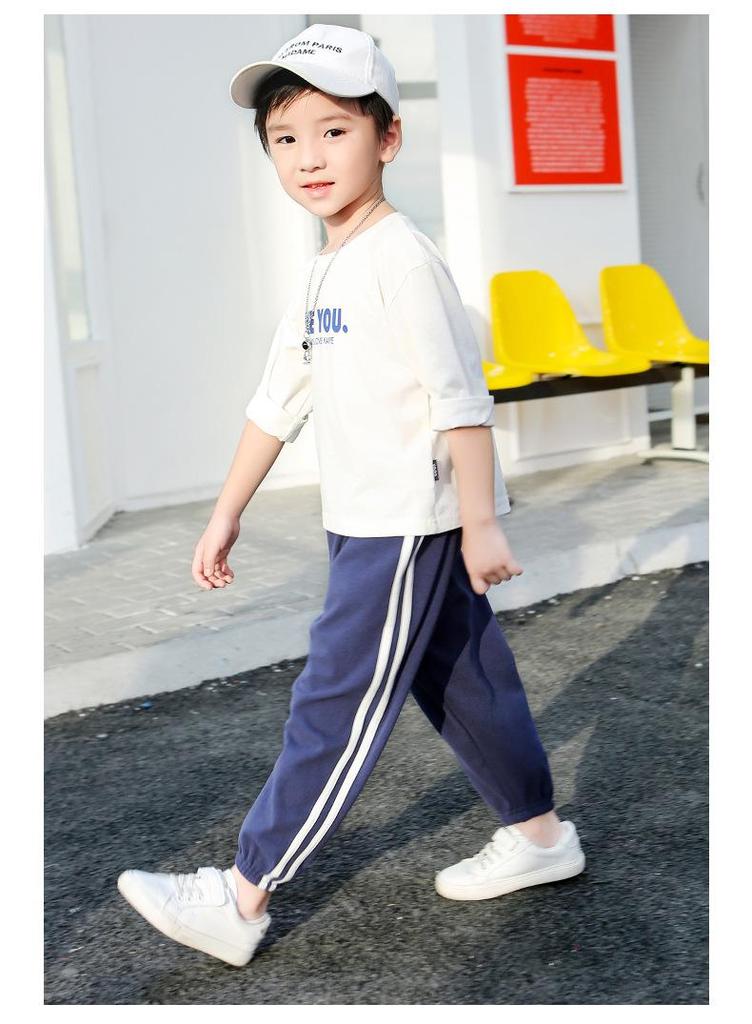 Unisex Kids' Double-Sided Fleece Casual Pants with Double Stripes for Fall/Winter