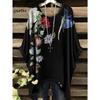 Camiseta para Mujer Estampado Floral Colorido Cuello Redondo Top Dobladillo Irregular Manga Corta Talla Grande Ropa para Mujer Casual al Aire Libre