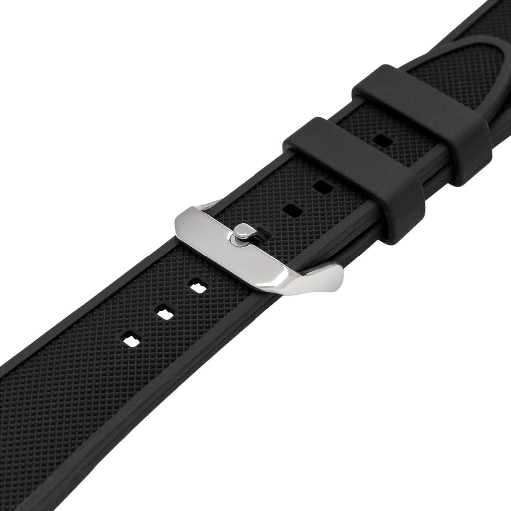 [Crefer] Watch Strap 24mm Silicone Resin Strap Easy To Use with Tools Black SI-14