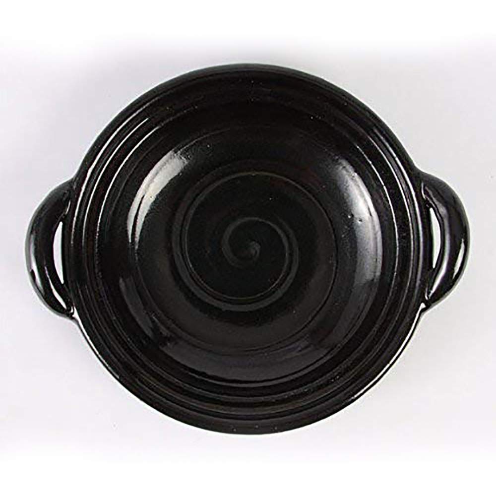 Haseen Ceramic Plate, Black, Small, 25cm, Clay Pot, Suitable for Direct Flame, Dry Heating, Microwave, and Oven Use, Iga Ware, Made In Japan, AIC-38