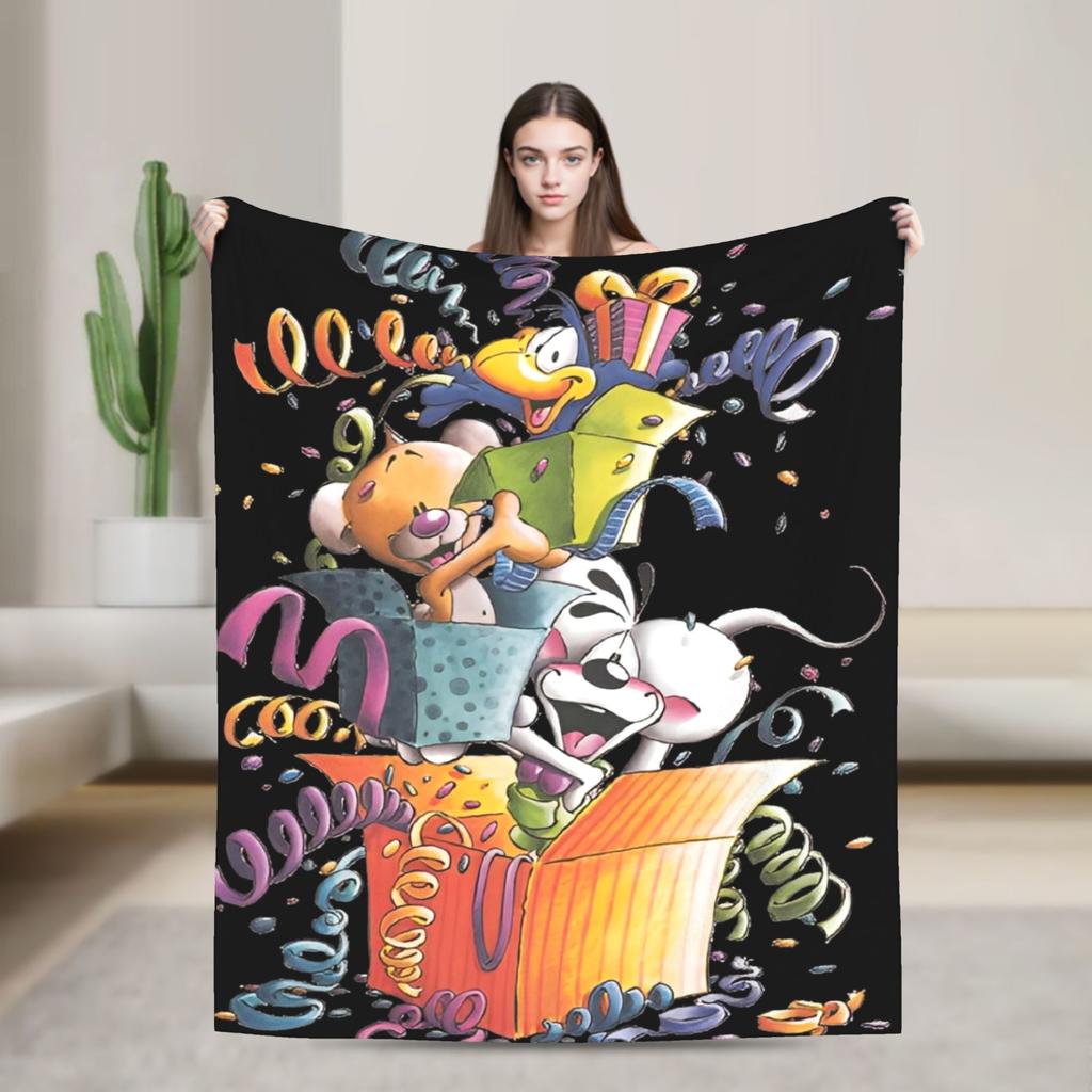 Funny Cartoon D-Diddls Knitted Blankets Coral Fleece Plush Diddl Warm Throw Blankets for Bedroom Sofa Bed Rug