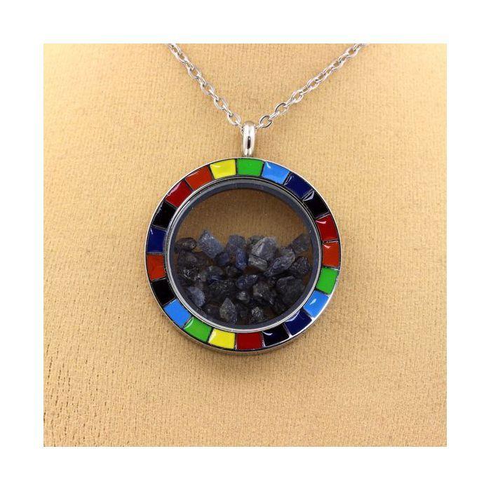 Stones and Minerals. Raw Sapphire Necklace. Rainbow Model.