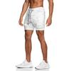Men's Double Layer Color Block Sports Shorts with Hang Towel - Breathable, Solid Color Fitness Running Shorts.