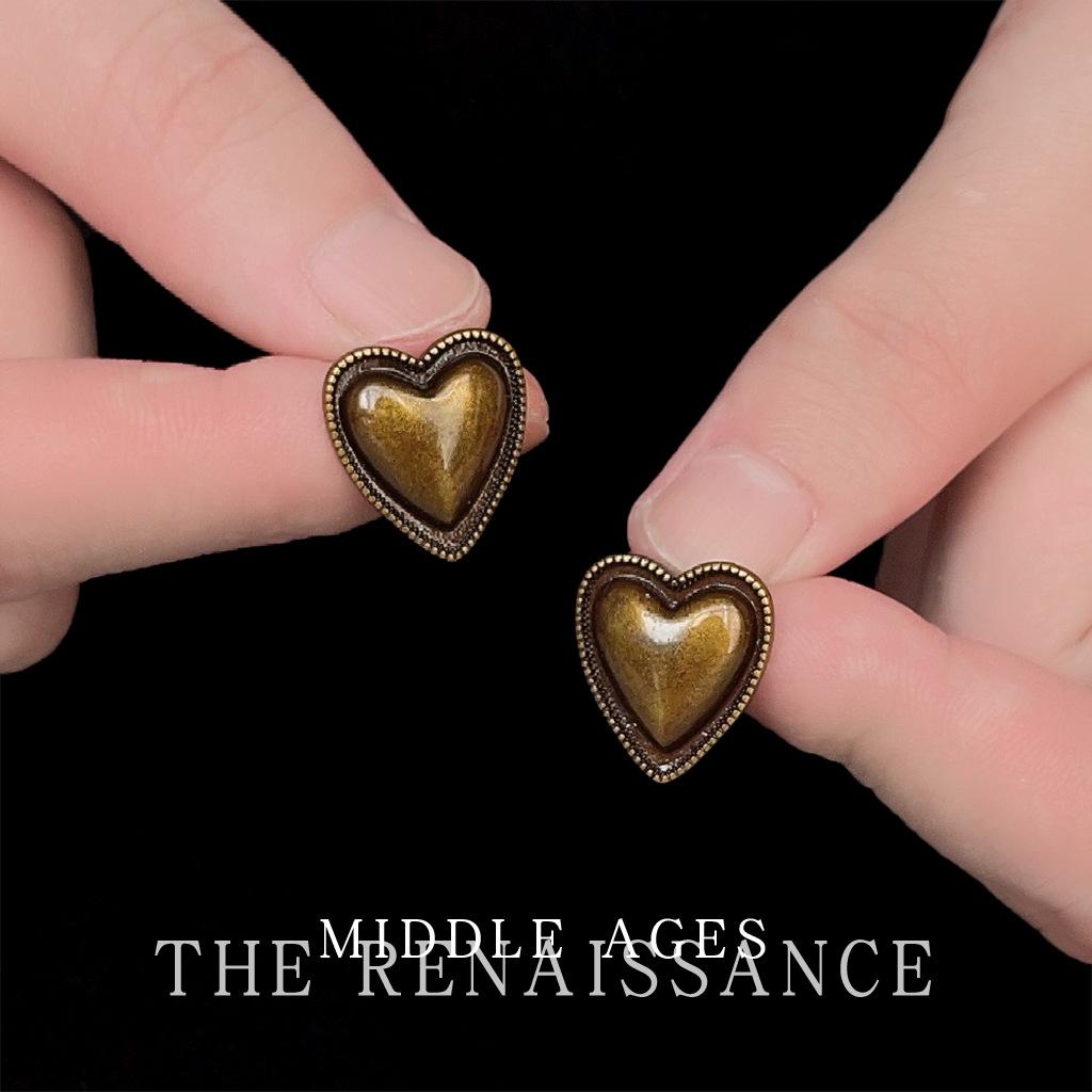 Старомодные бронзовые гвоздики-сердечки, ретро литературные серьги, украшения для ушей