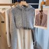 Women’s Korean-Style Gray Hooded Knit Sweater – Soft, Cozy, and Perfect for Autumn/Winter