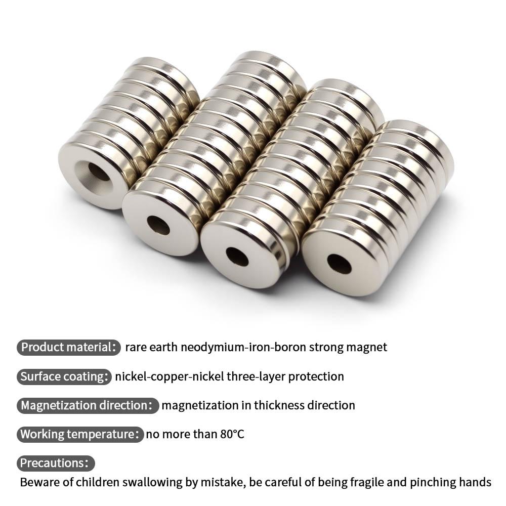 20x5-5mm Super Strong Neodymium Magnet N35 NdfeB Permanent Magnetic imanes Round With Holes Powerful Magnets Refrigerator Magnet