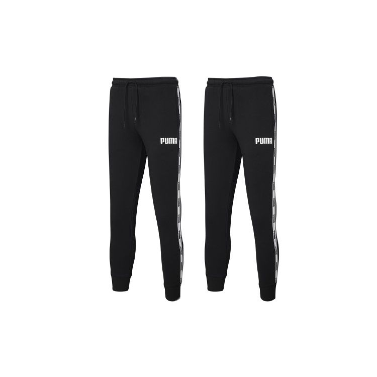 Puma Logo Drawstring Mid-Waist Joggers Men Bottoms Black 587003-01