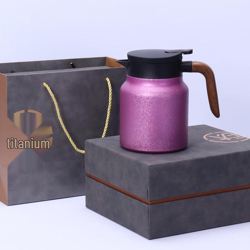 Shineqi 1000ml Insulated Tea Pot with Wood Grain Handle