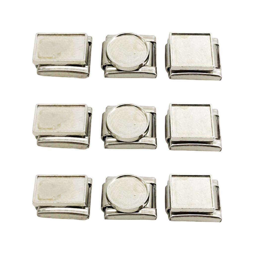 9Pcs Italian Charm Link Beads Stainless Steel Blank Jewelry Finding Jewelry Accessories Suitable for Bracelet Making