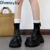 British Style Platform Height Increase Women Short Boots Autumn Winter Ladies Chunky Motorcycle Boots