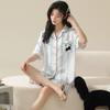 Ice Silk Pajamas Couple 1011 New Summer Thin Short-sleeved Shorts Can Be Worn Outside a Man's and a Woman's Pajamas Loungewear