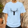 2026 New Cotton Tshirt Black Heartbeat Fitness Print Casual Short Sleeve