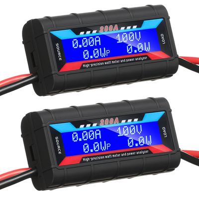 Yunsailing 2 Pcs 200A High Precision Watt Meter Power Analyzer Battery Consumption Performance Monitor Amp Meter Monitor With Backlight Digital LCD