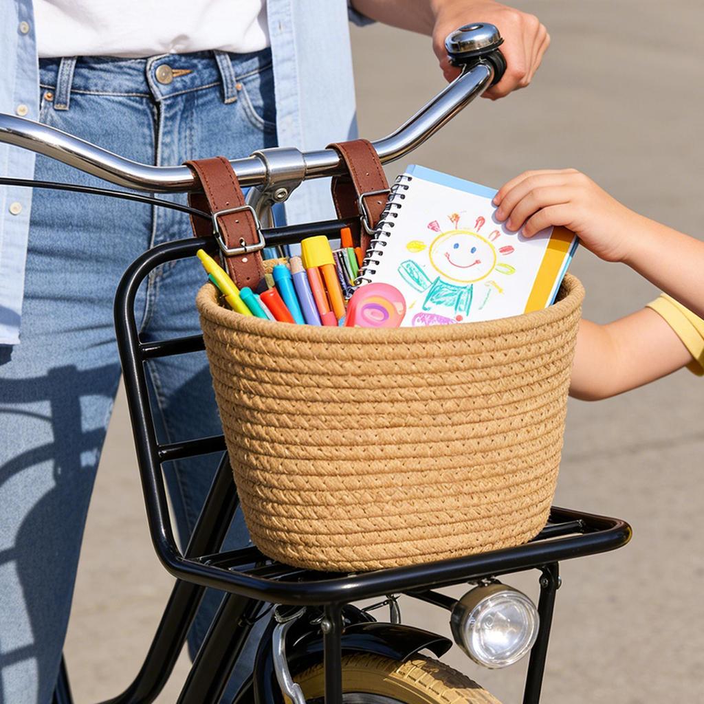 Kids Bike Basket Scooter Front Handlebar Bag Cute Bicycle Front Handlebar Basket For Boys Children Youth Teens Cycling Outdoor