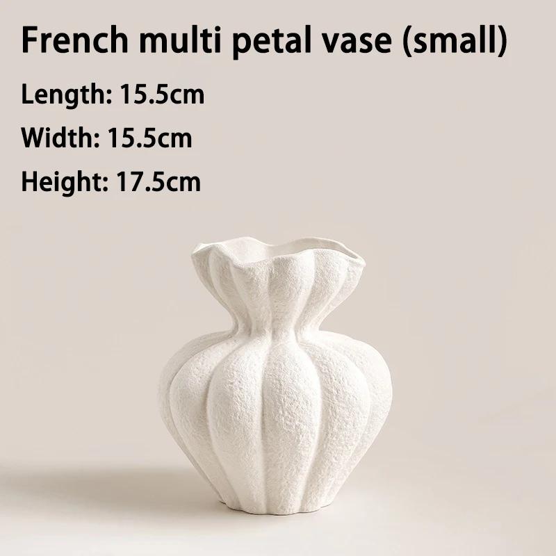 

White Vase Living Room Dining Table Decoration Home Retro Art Decoration Dried Flower Vases Ceramic Vase Home Decor Gift