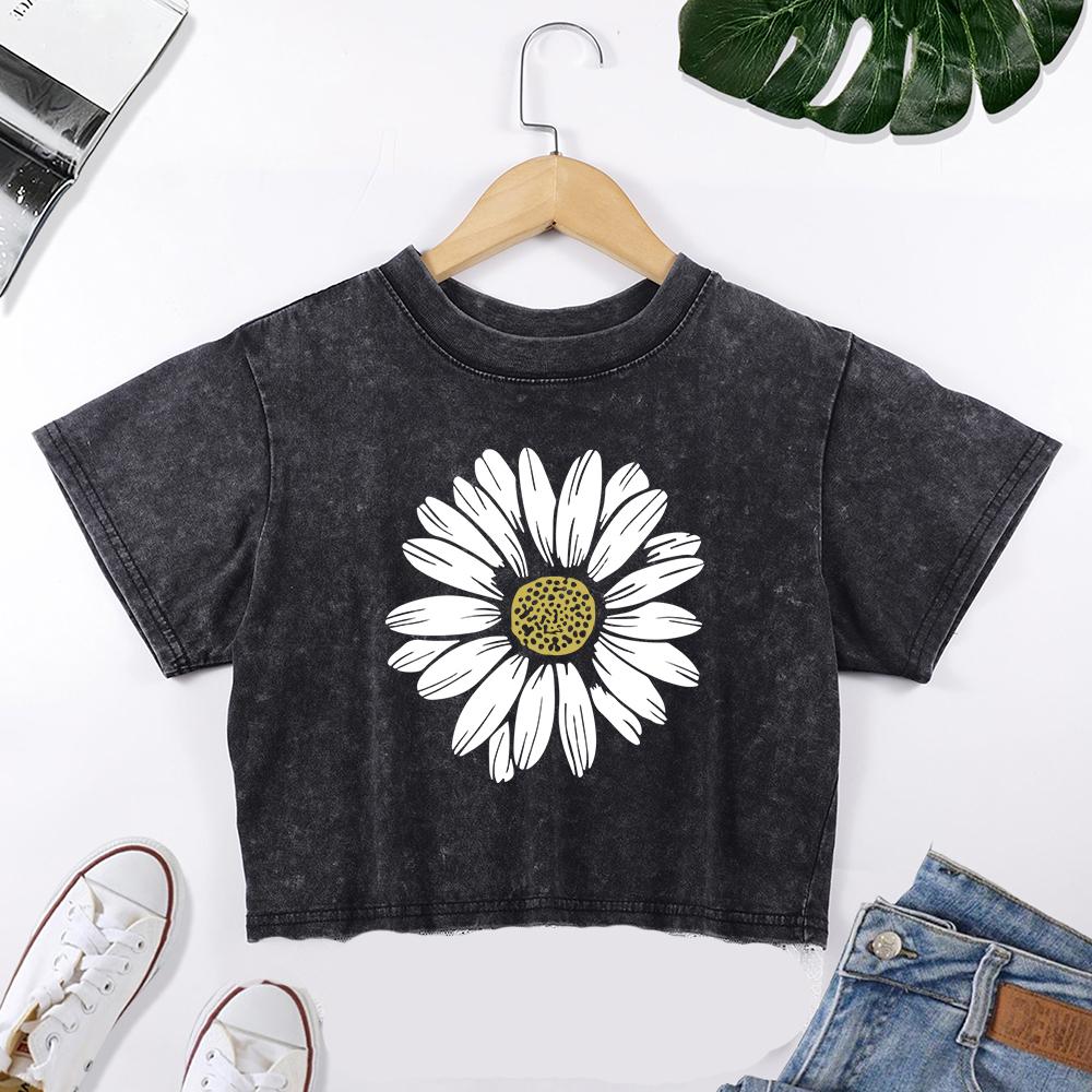 

Простая красивая кружевная укороченная футболка с принтом подсолнуха, женская, летняя, хлопковая, спортивная одежда, хип-хоп, фитнес, женские футболки XL