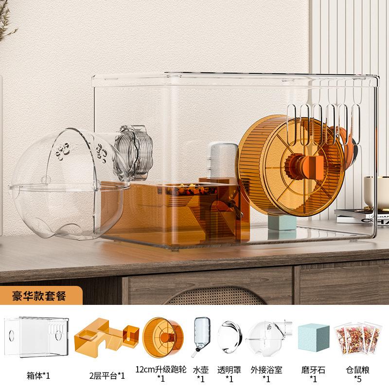 Acrylic Luxury Hamster Villa Cage Extra Large Spacious Cheap Pet Habitat House For Golden Syrian Hamsters Home Table Decor Gift