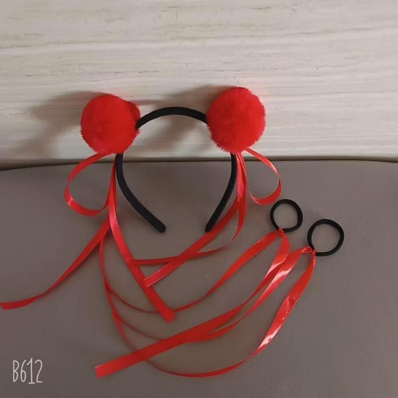Nezha headband ball head hairball headband hair accessories children's performance props super cute hair accessories