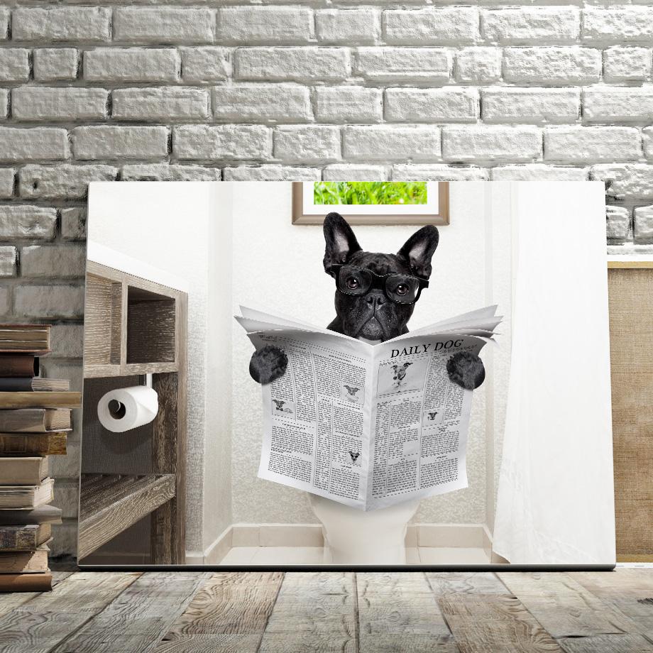 Psí noviny Toaleta Koupelna Nástěnné umění Malba na plátno Severské plakáty a obrazy Nástěnné obrazy do obývacího pokoje, toaleta