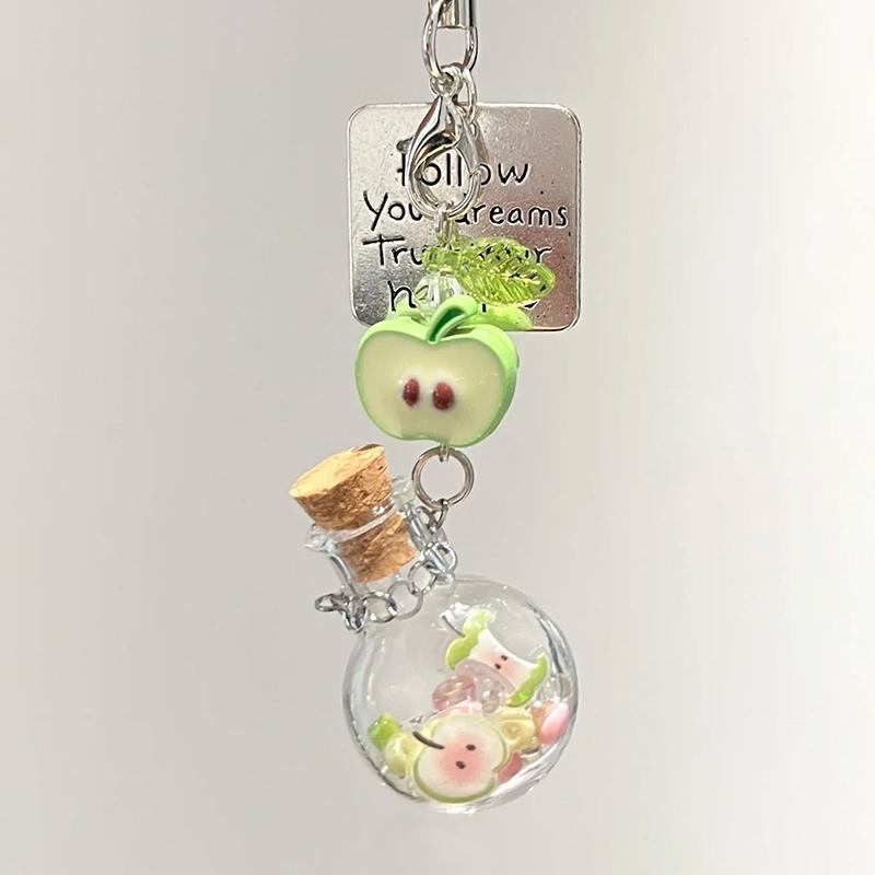 Green Apple Girly Heart Handmade Mobile Phone Case Pendant Mobile Phone Chain Bag Camera Pendant Pendant Small Fresh