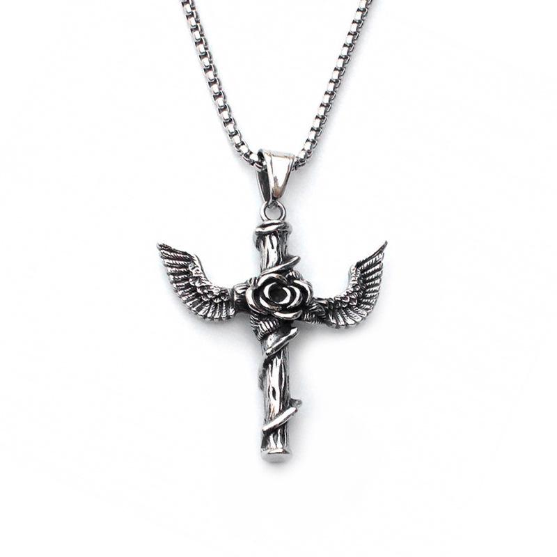 2024 Retro Skull Titanium Steel Pendant Necklace for Men - European American Style Half Face Stainless Steel Jewelry