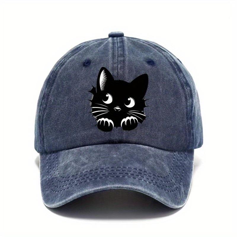 Cat Printed Baseball Cap with Cute Design and Adjustable Outdoor Queue Hat