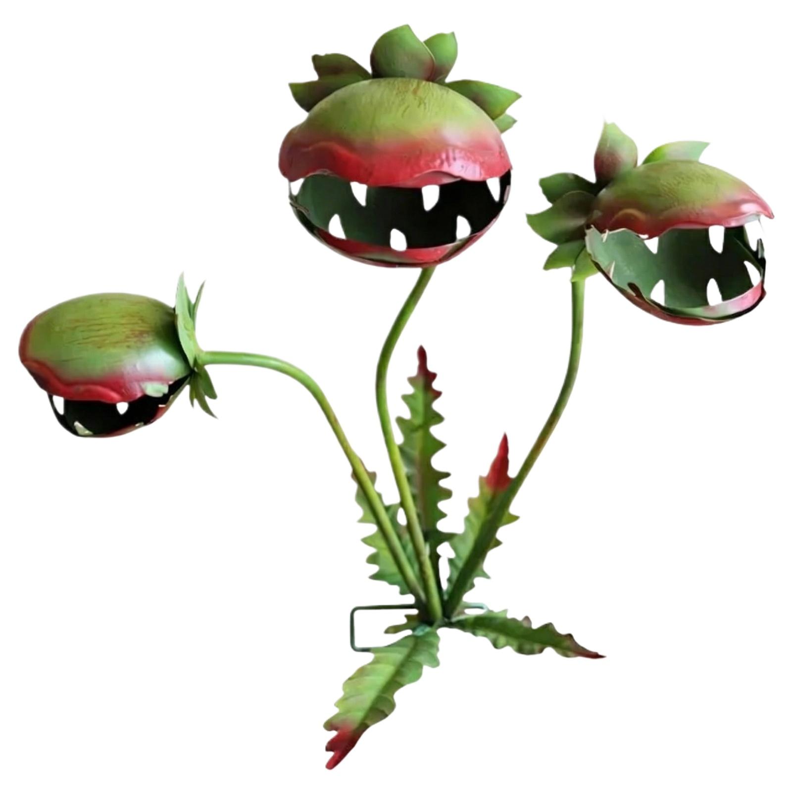 

Metal Carnivorous Plant Flower Stand 64CM Detachable Base Decorative Sculpture for Indoor Outdoor Garden Display Home Office зелений