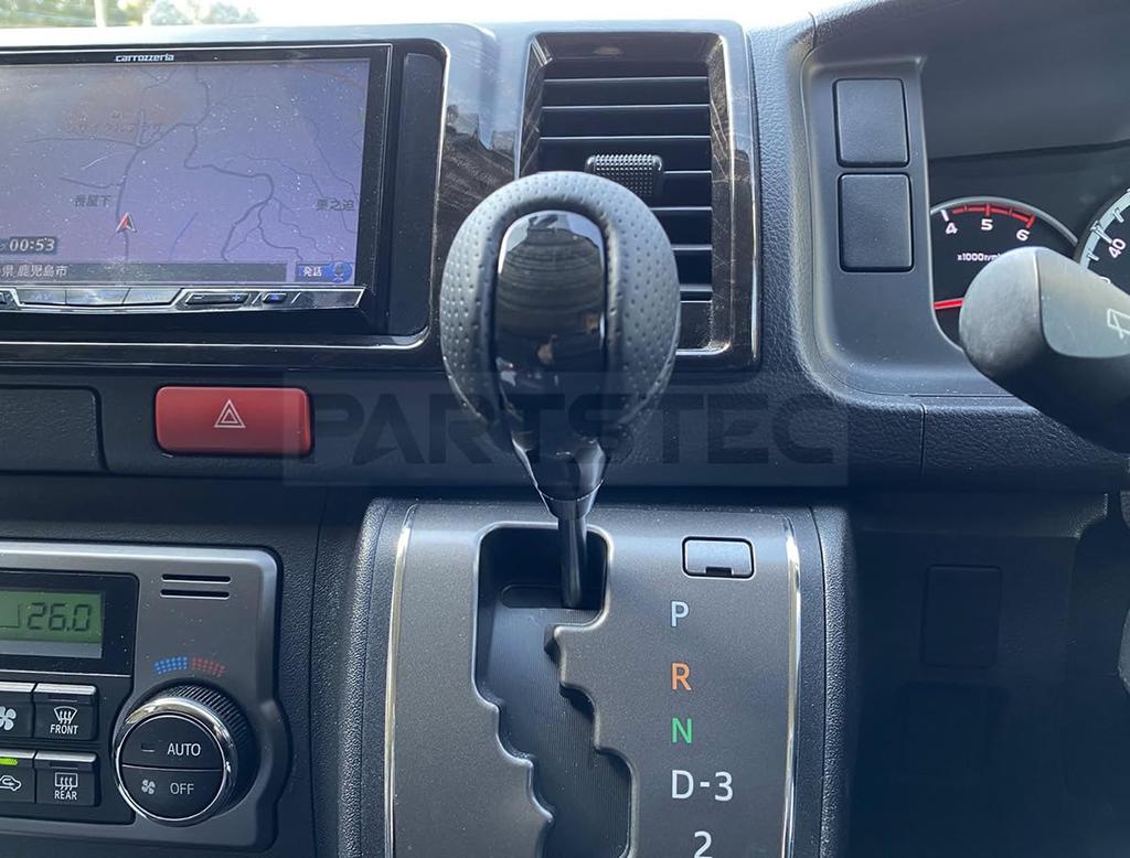 MOTOR POWER Shift 8mm Shaft Birdseye Perforated PVC Genuine Black Wood Compatible with and Gate-Style Knob, Diameter, Wood, Leather, Screw-In Type,