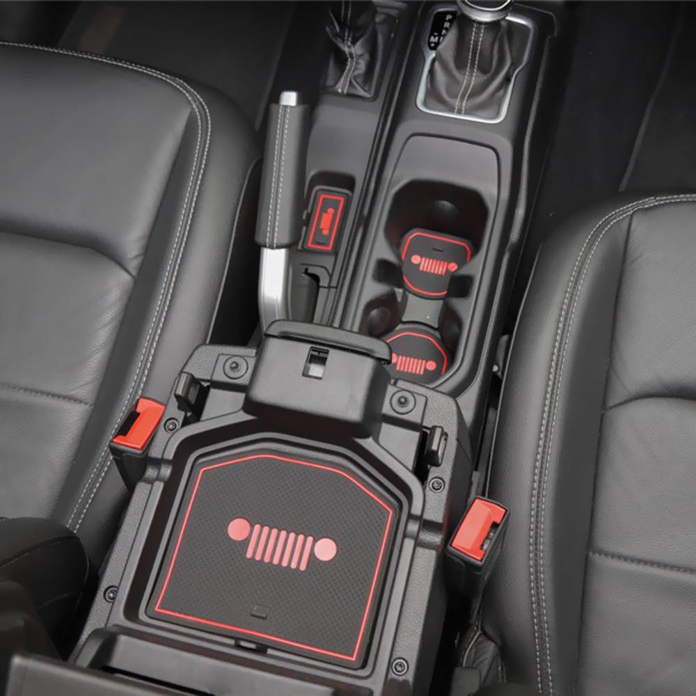 Fit for Jeep Wrangler JL Accessories Door Mats Gate Slot Mat Cup Pads Red 19pcs
