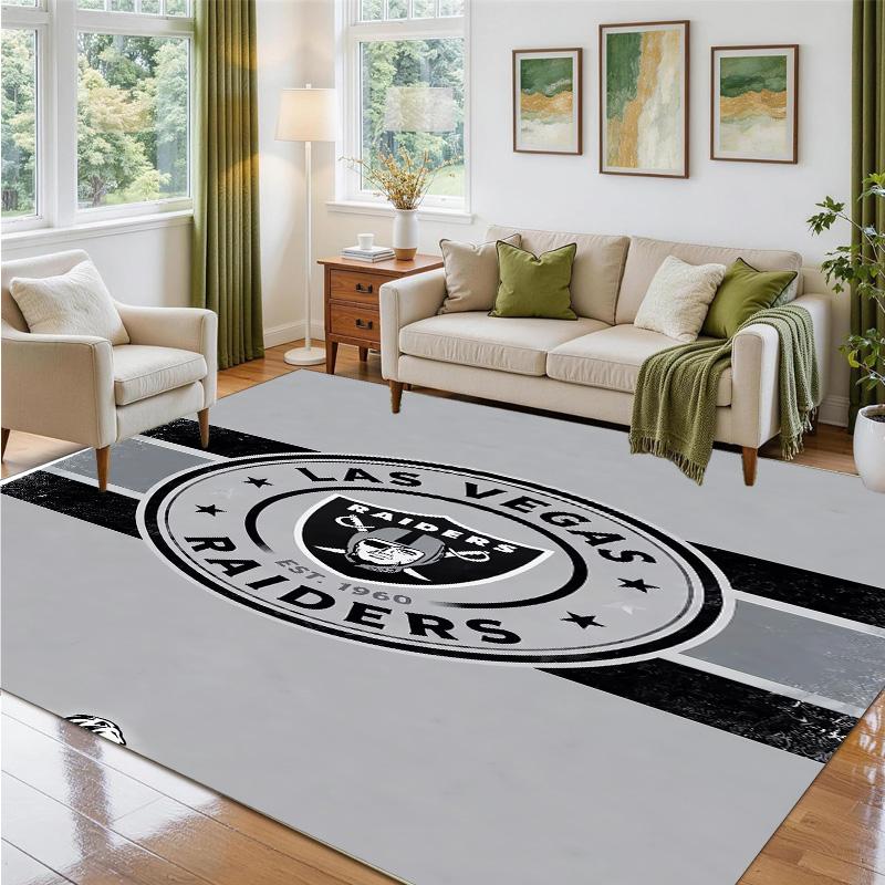 Las Vegas Raiders Design Crystal Velvet Rug Soft Decorative Mat for Bedroom Entrance