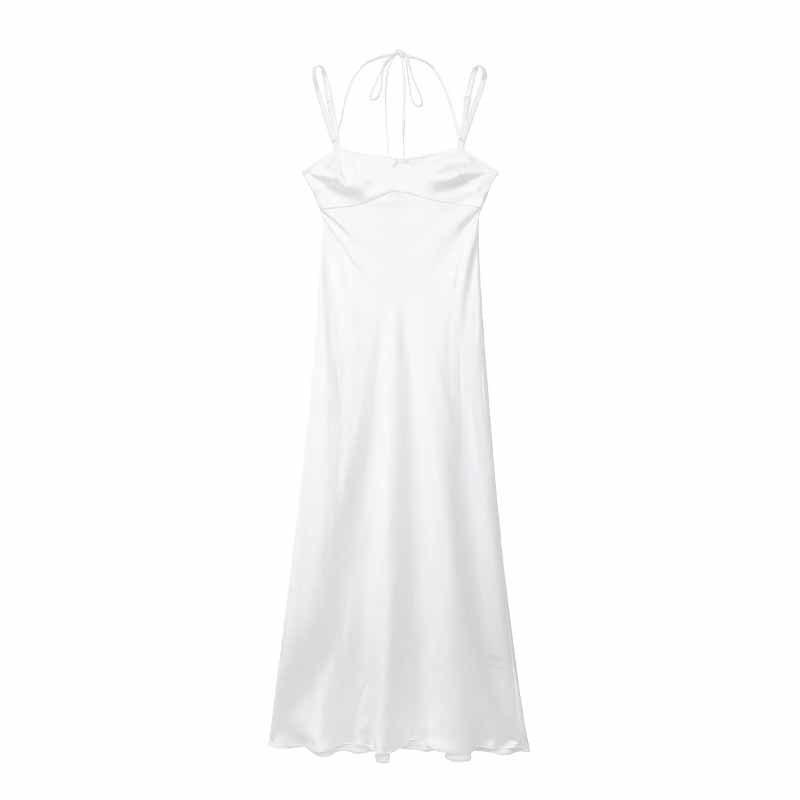 

European American Women s Clothing Sexy Hot Girl Backless Tube Top Sling Long Dress XS білий