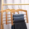1Pc Premium Space-Saving Multi-Tier Wooden Pants Hanger - Durable Composite Wood Organizer For Ties, Scarves & More
