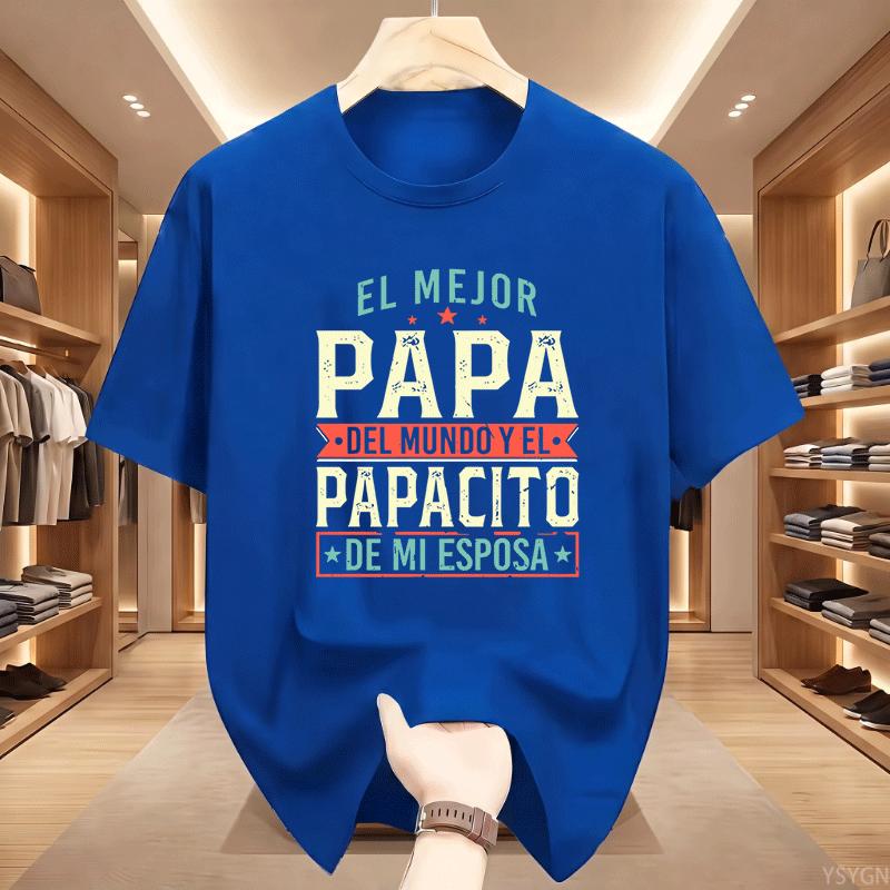 The Best Dad In the World T-shirt Gift for Dad T-Shirt Spanish Father's Day Tees Crewneck Short Sleeve Printed Tees Clothing