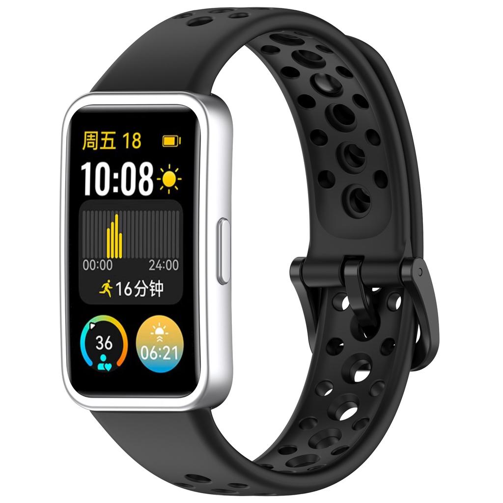 For Huawei Band 9/9 NFC/8/8 NFC Breathable Holes Replacement Band Silicone Watch Strap