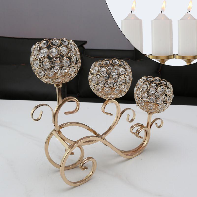 Nordic Candlestick Ornaments, Golden Light Luxury Crystal Home Living Room Table Decoration, Romantic Feather Candlestick New Product