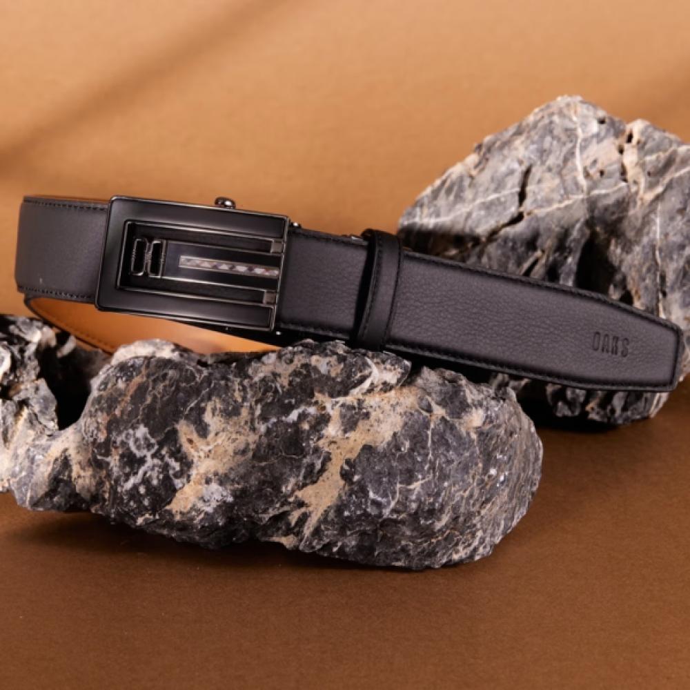 Daks Black Premium European Imported Leather Check Line Automatic Belt Single option