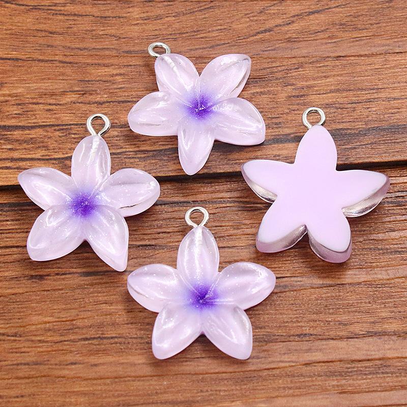 23X25mm DIY Resin Accessories Lotus Five-petal Flower Pendant