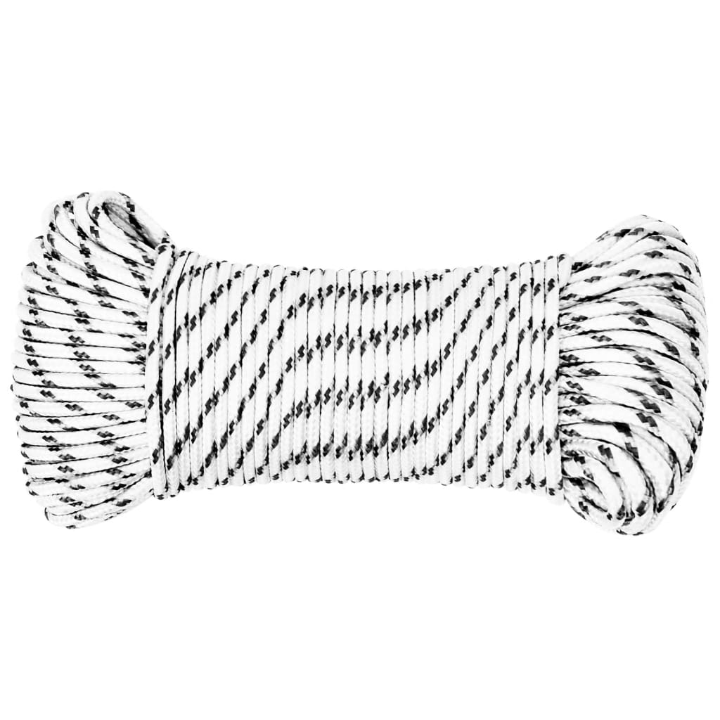 Vidaxl Pleciona Linka Żeglarska, Biała, 4 Mm X 25 M, Poliester