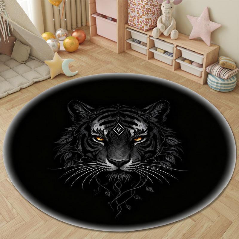 Statement Round Halloween Multicolor Floor Rug, Non-Slip Floor Mat for Hallway